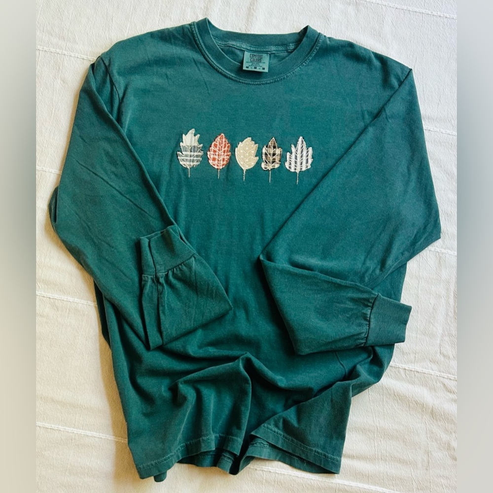 Green Long Sleeve Shirt with Leaf patchwork - Picture 5 of 5